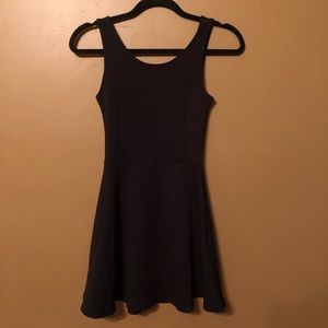 Black Divided stretchy Skater Dress
